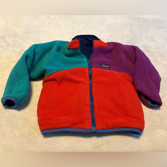 Patagonia Other - Patagonia Reversible Multicolor Fleece Jacket - Red, Purple, Teal & Blue